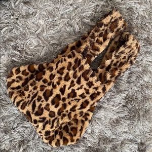 Leopard faux fur paper bag